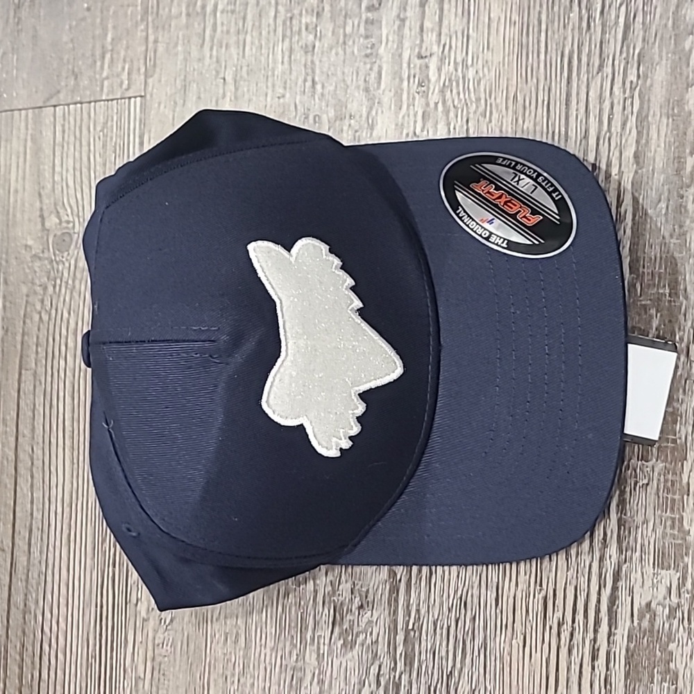 Fox Racing Logo Placate Flexfit Navy Denim Blue Hat Size Large/XL